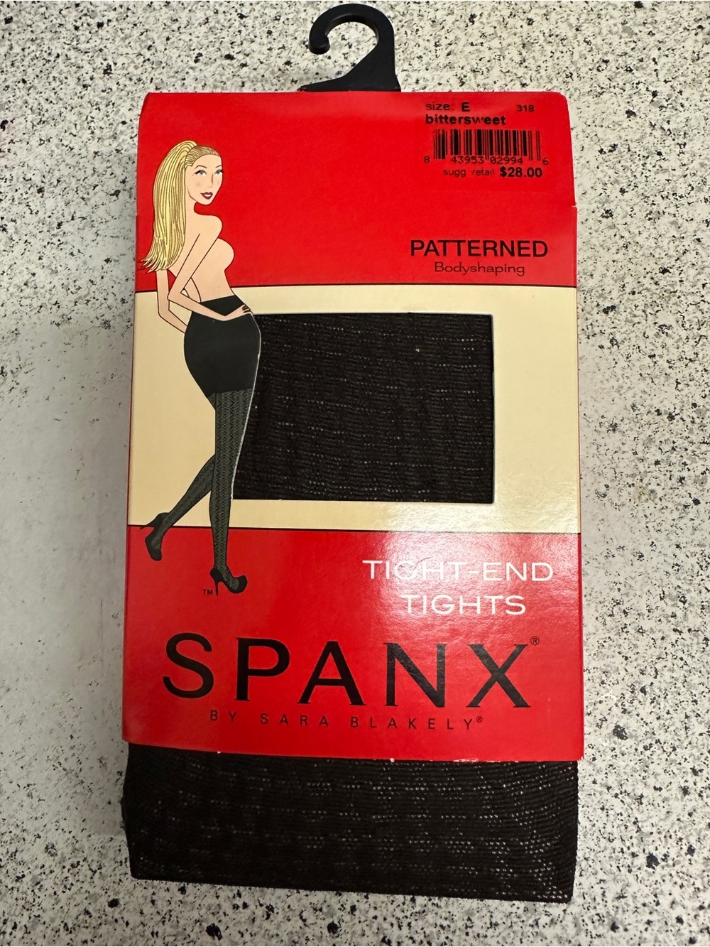 Spanx Tight End Tights Size E Black Bittersweet Pattern Cotton Crotch NIP